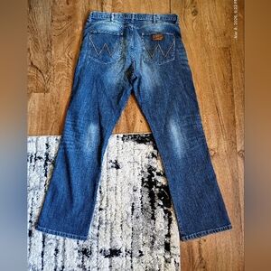 Wrangler Tough Service Boot Cut Jeans 36x34 Blue Denim